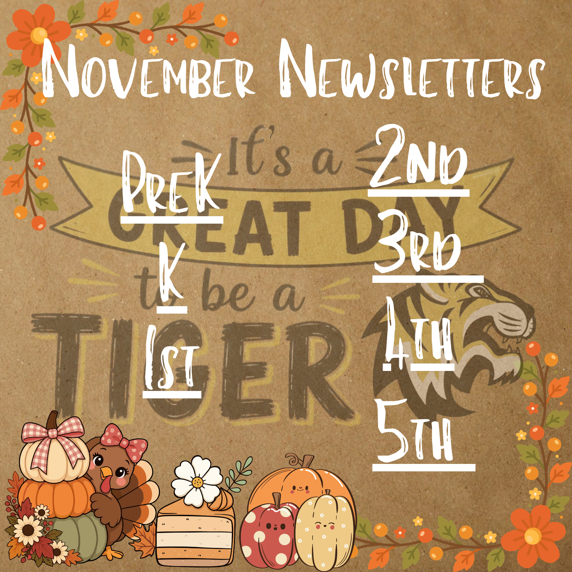 November Monthly Newsletters for each grade