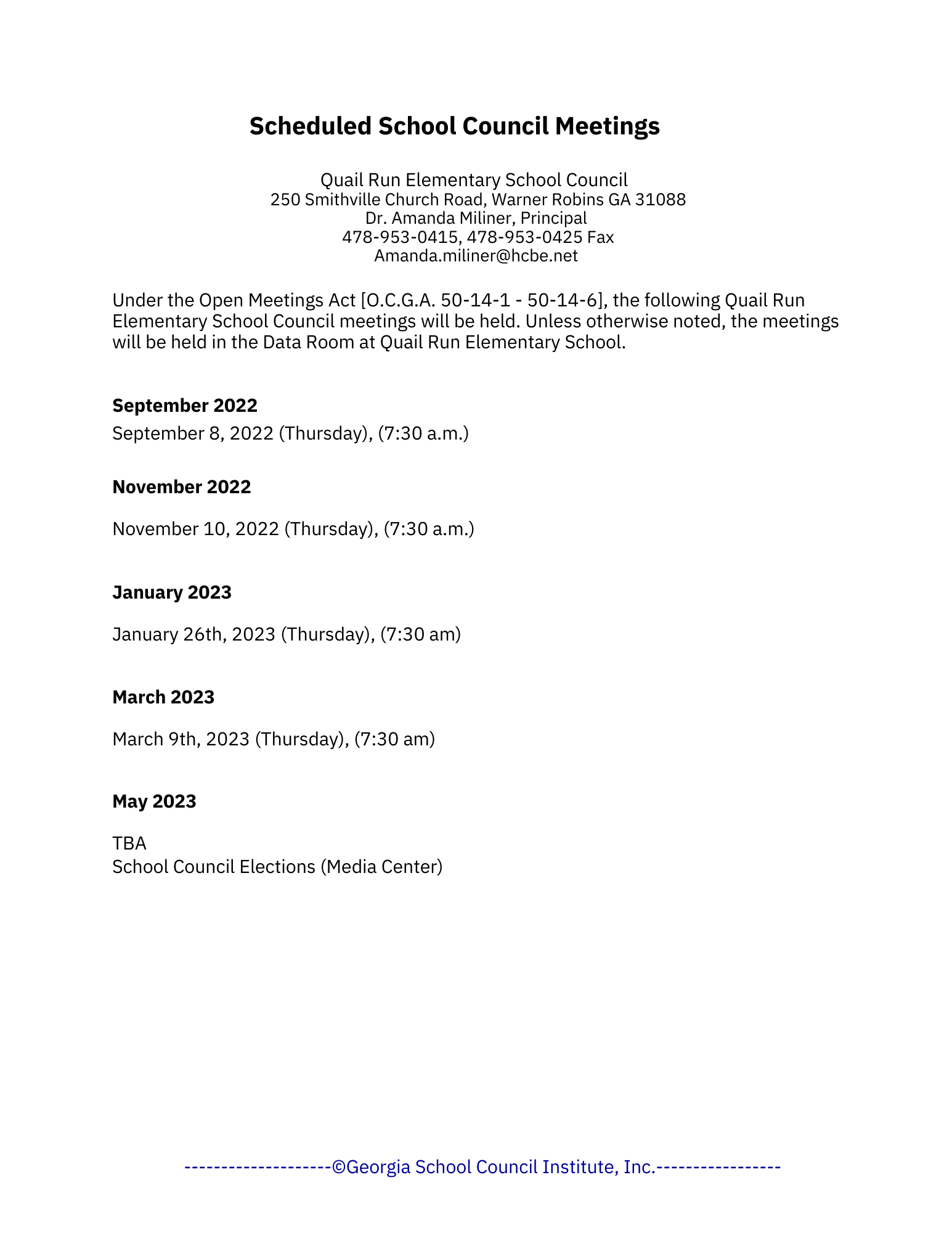 School Council Dates