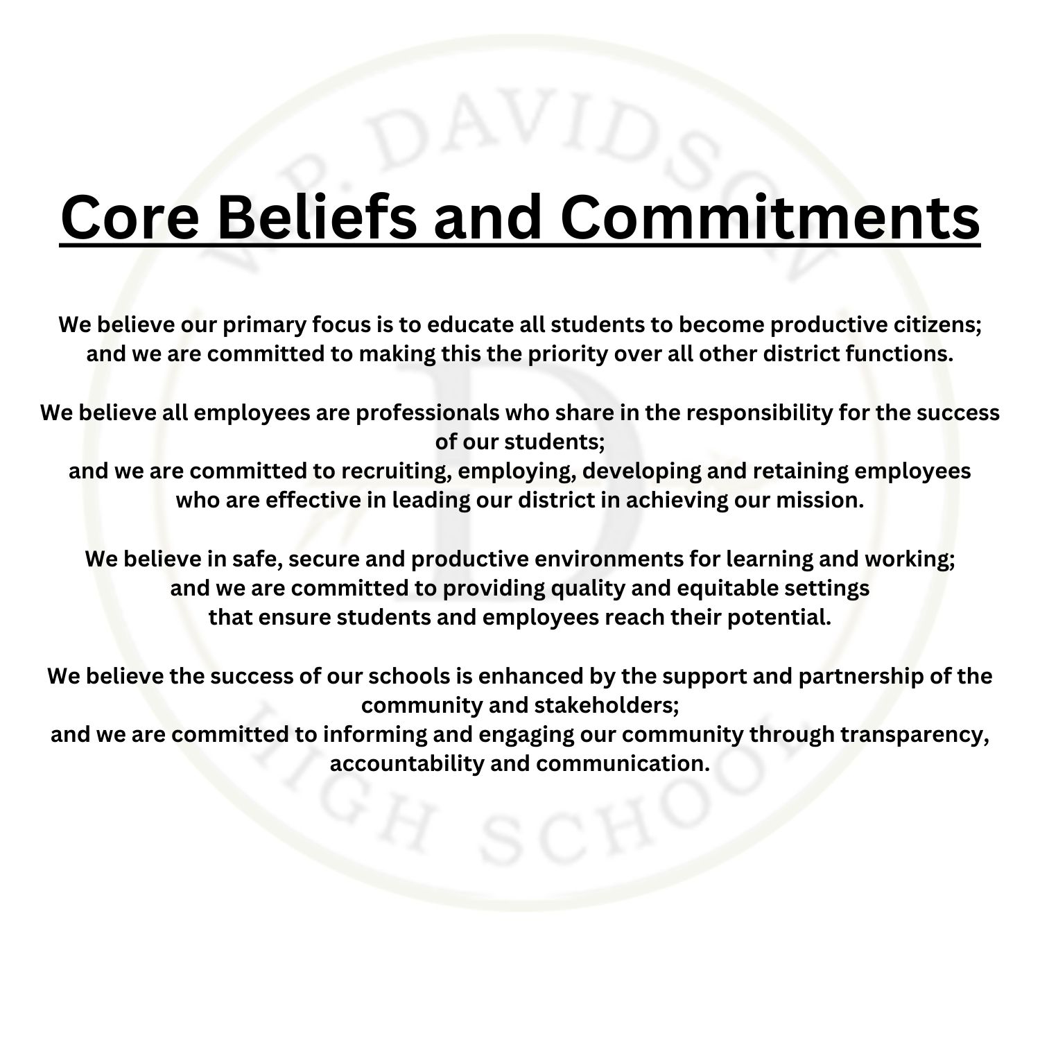 Core Beliefs and Commitments