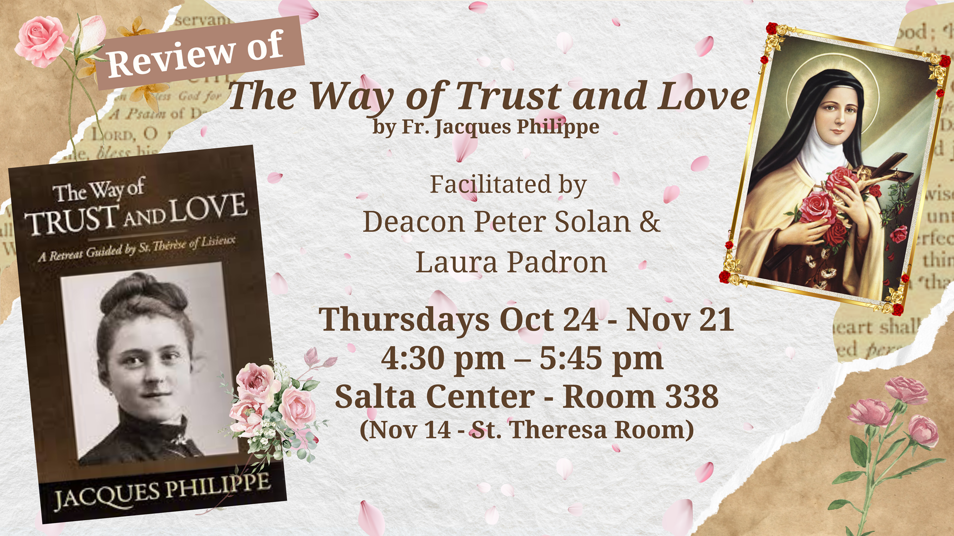 Book Review St Therese of Lisieux | Thursdays beginning Oct 24 4:30pm Salta 333