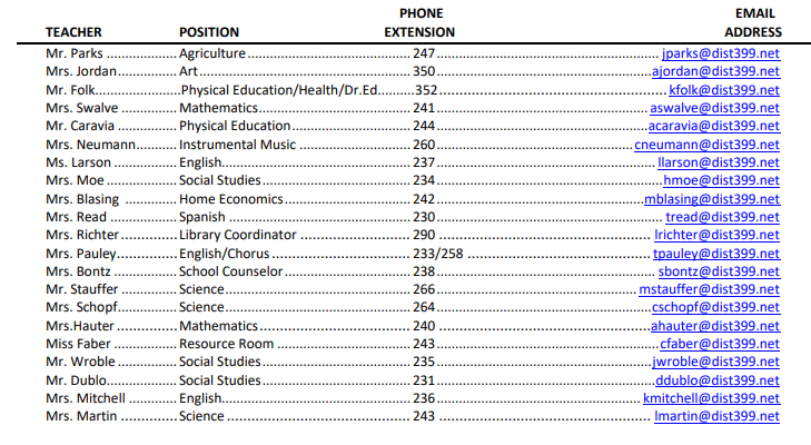 hs staff