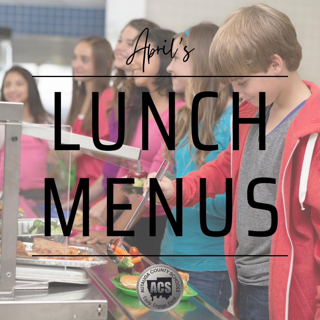 Lunch Menu Graphic for April 2025