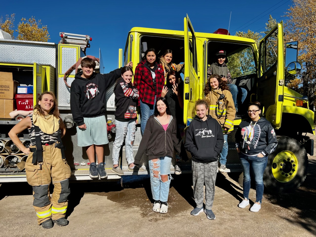 Students In Front of Fire Truck