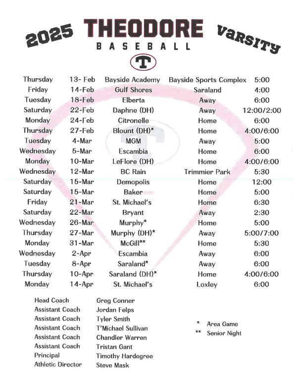 Varsity Baseball Schedule