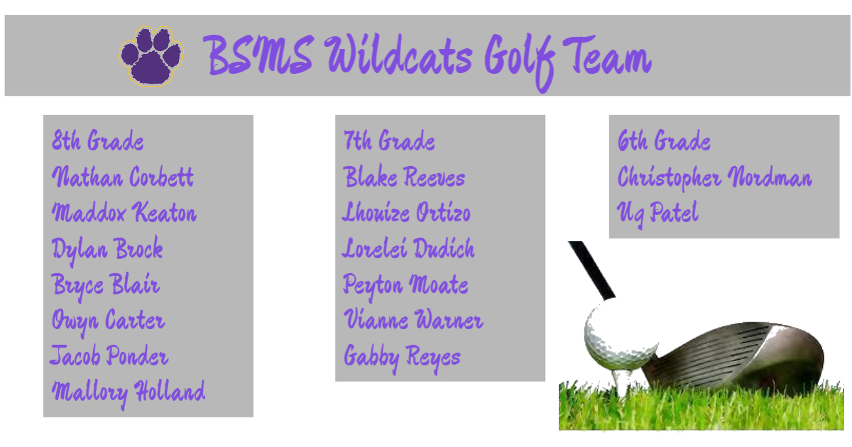 BSMS 2021 Golf Team