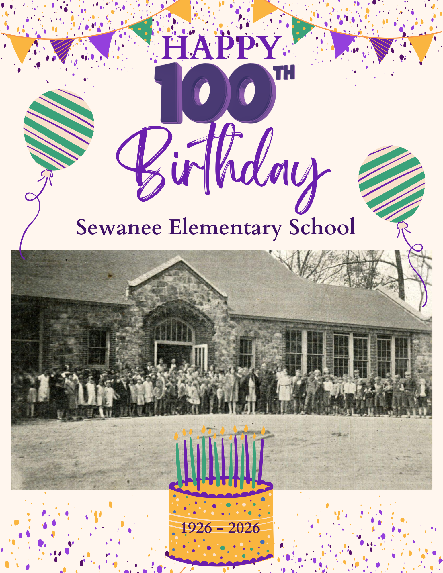 Old Photo of Sewanee Elementary School for the 100th Birthday Celebration