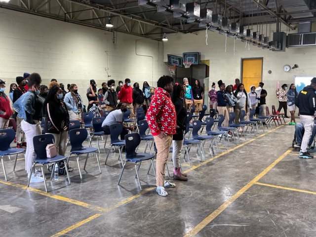 Students  receive valuable information about safety precautions on Prom Night.