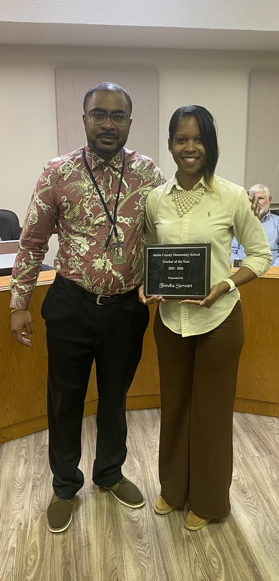 Amite County Elementary Teacher of the Year - pictured ACES Principal, Marino McDaniel and ACES Teacher of the Year, Tomeka Stewart