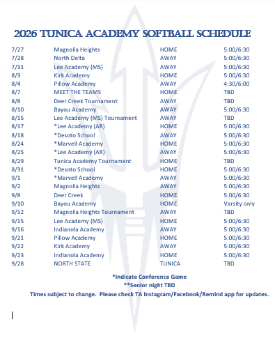 2026 Softball schedule