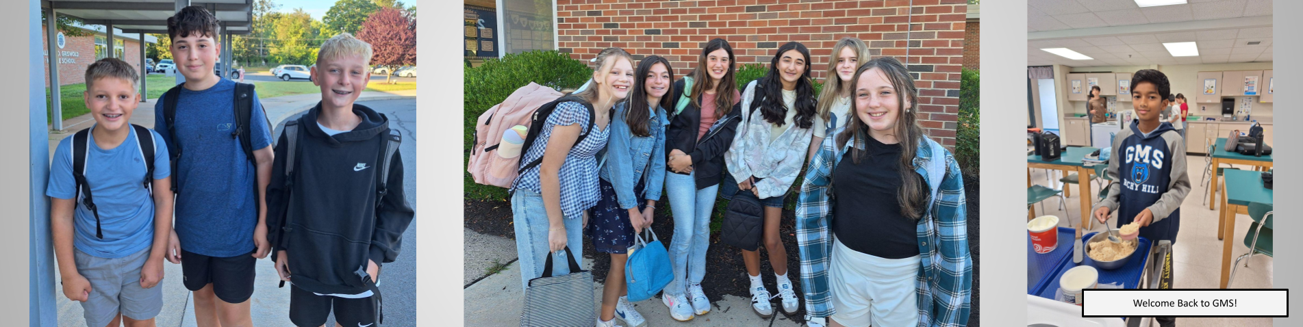 Students posing for photos on the first day of school