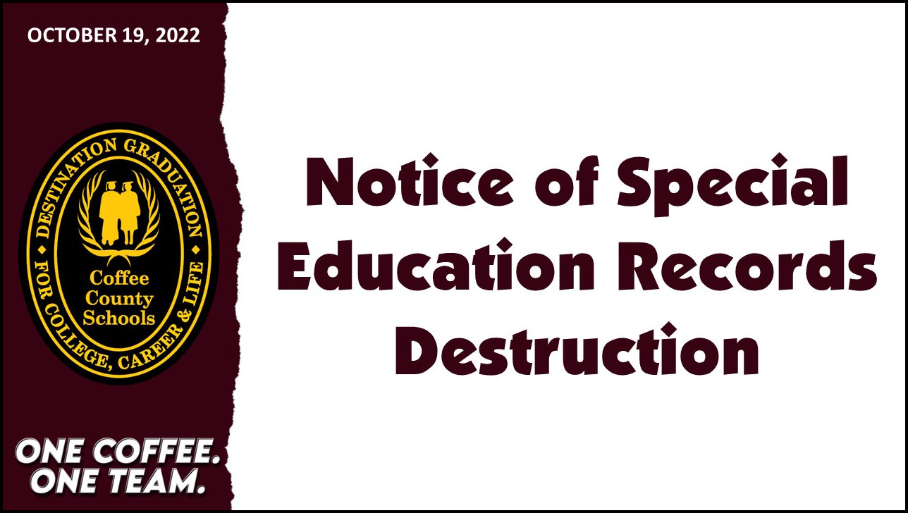 Notice of Special Education Records Destruction