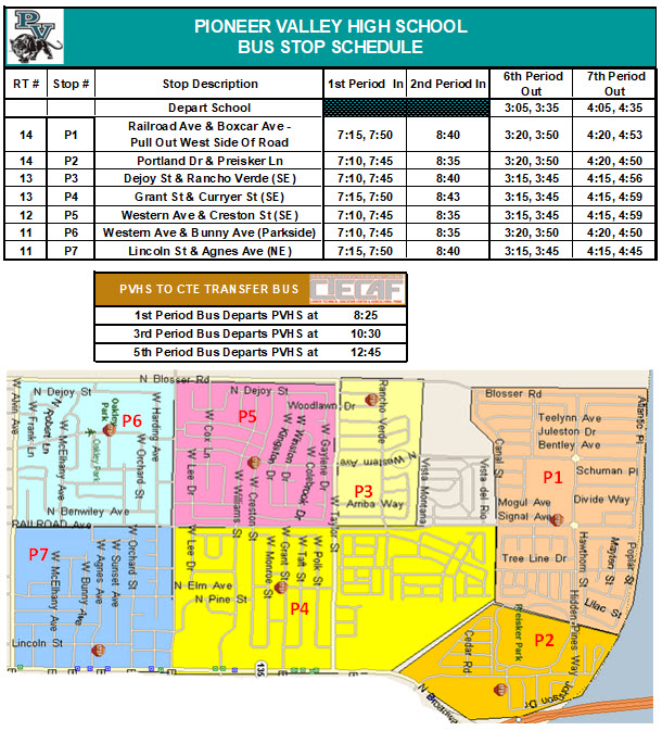 PVHS 2025-2026 School Bus Schedule
