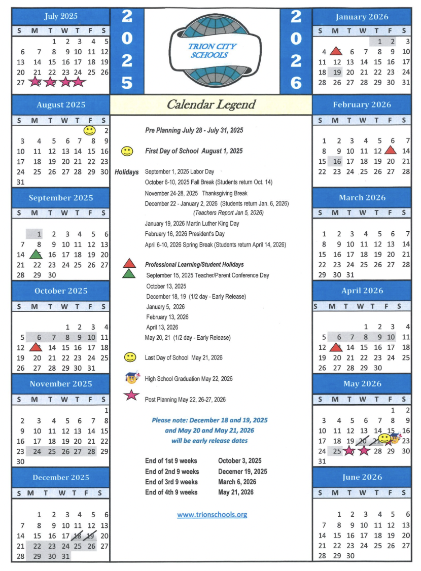 2025-2026 Annual Calendar