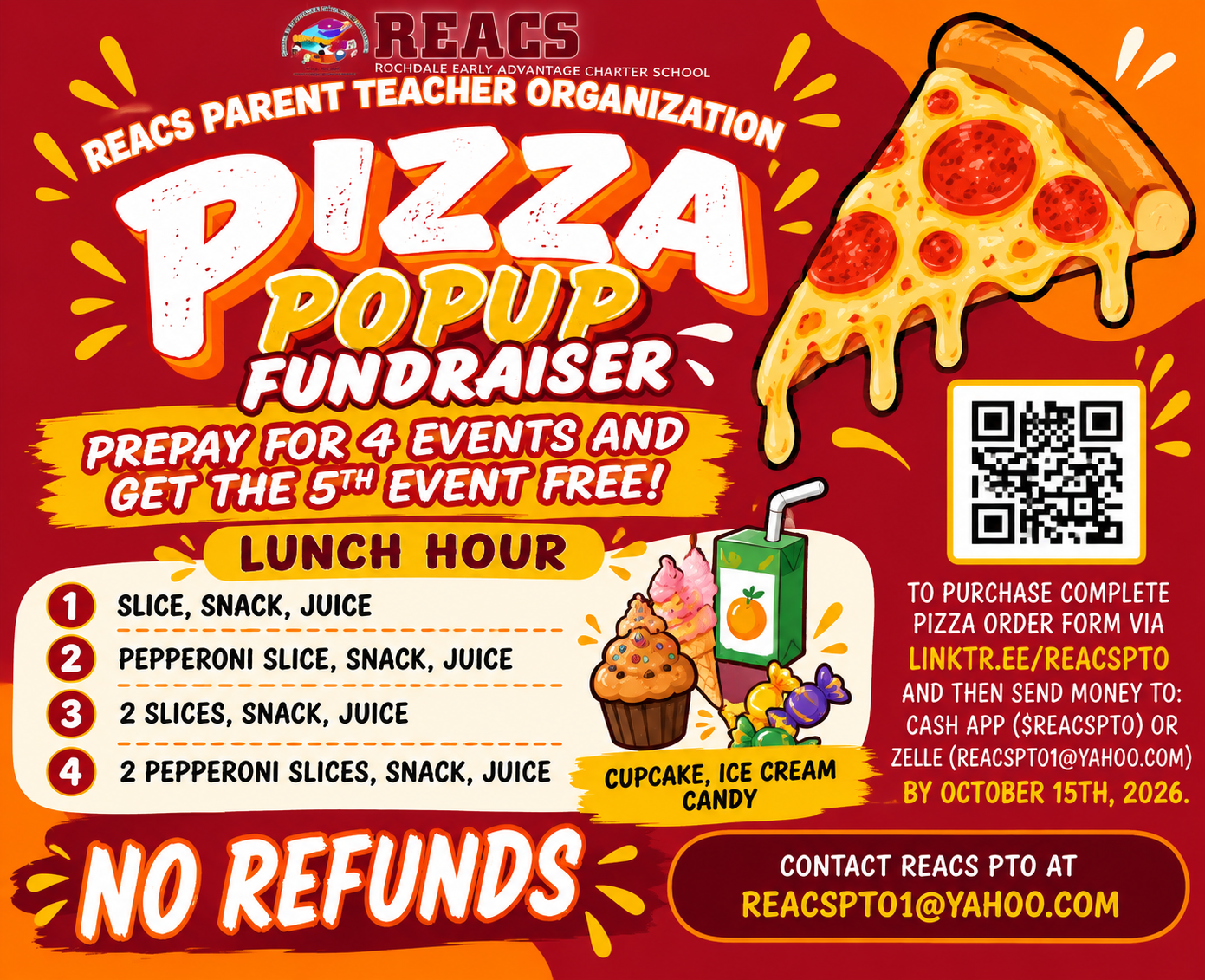 REACS PTO Pizza Pop-Up Fundraiser flyer