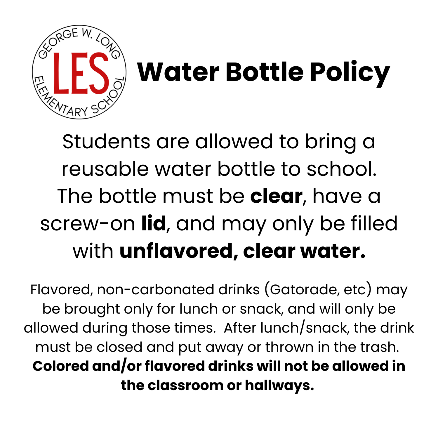Water Bottle Policy Water Bottle Policy