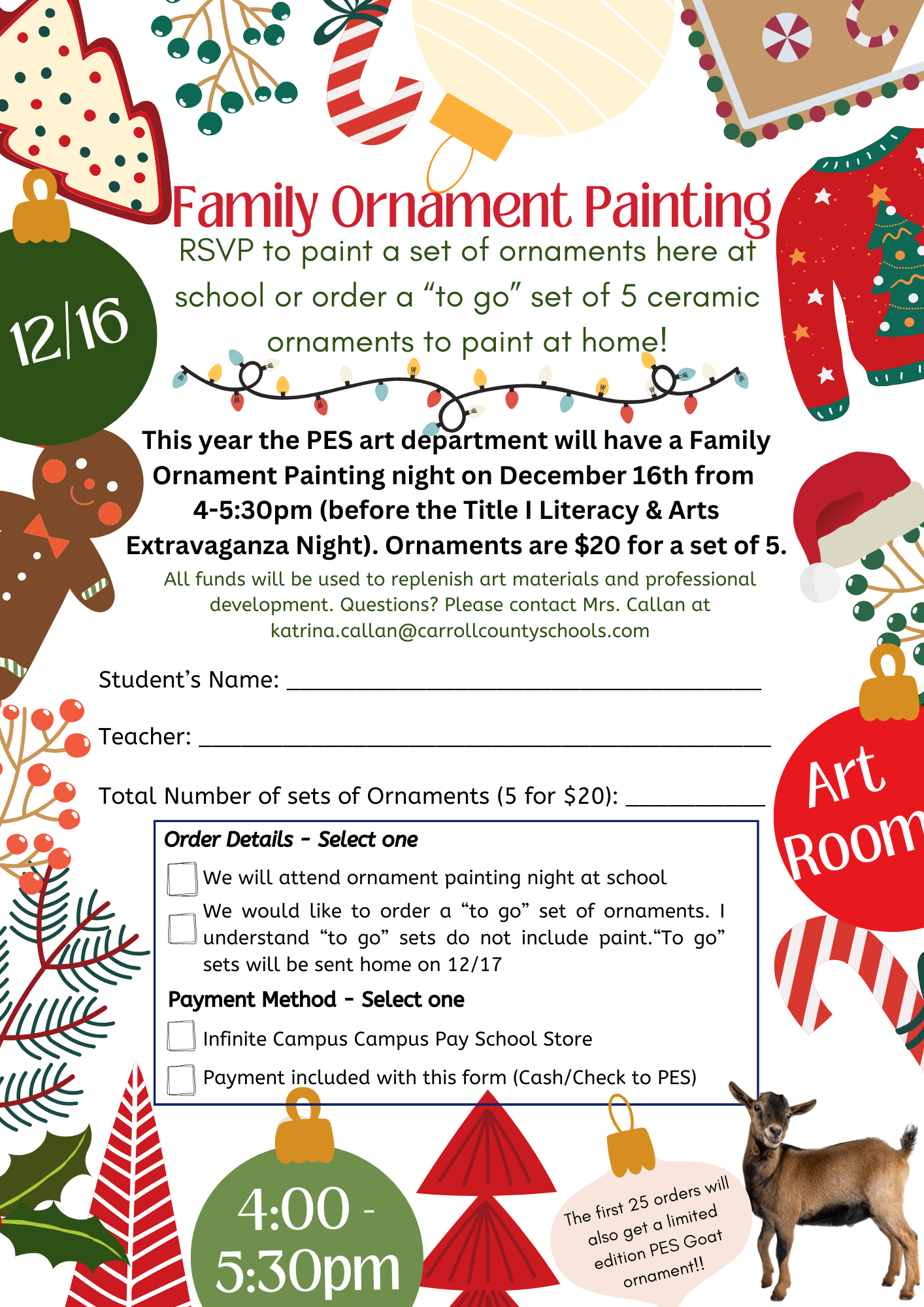 Family Ornament Painting Flyer