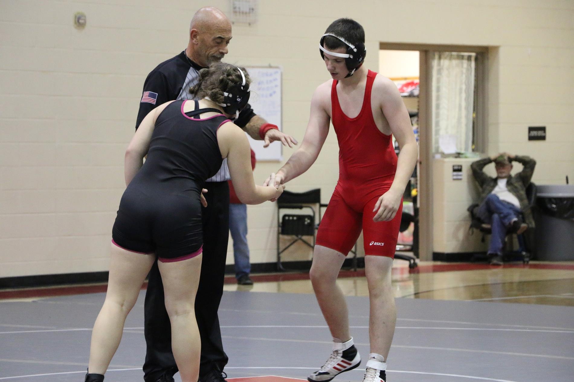 WMS Wrestler shaking hands with opponent