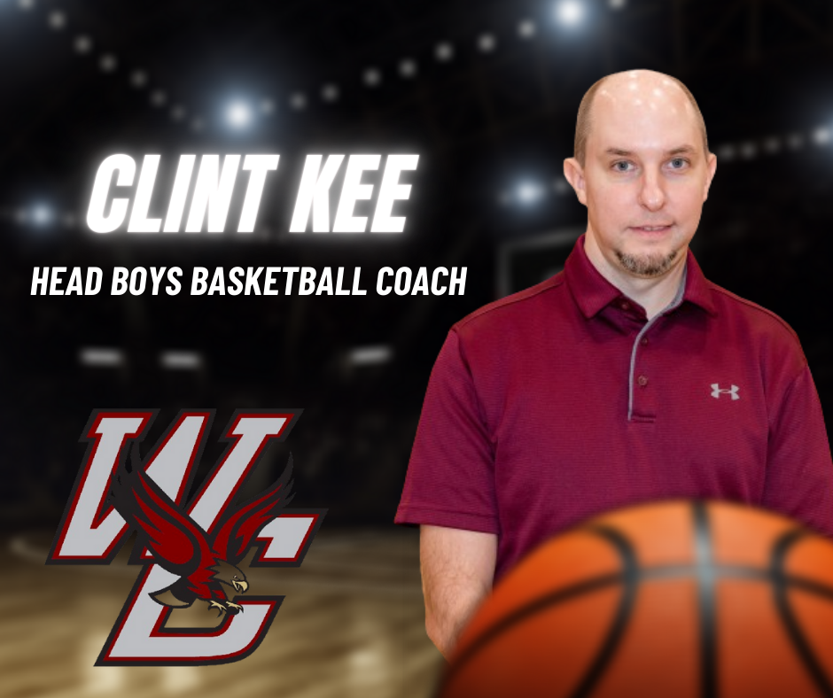 clint kee head boys basketball coach in gym with basketball