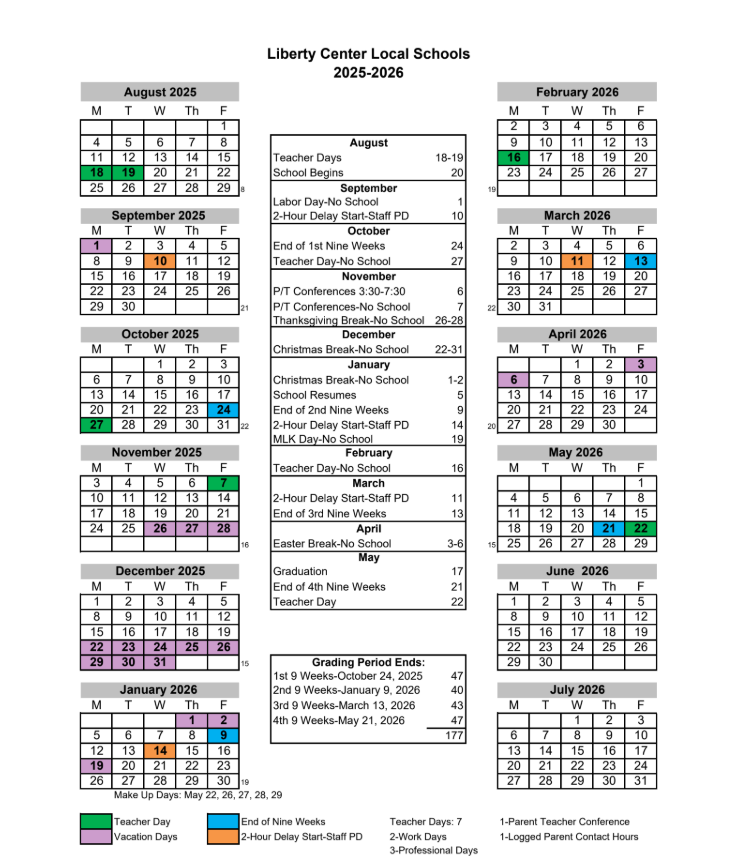 school calendar