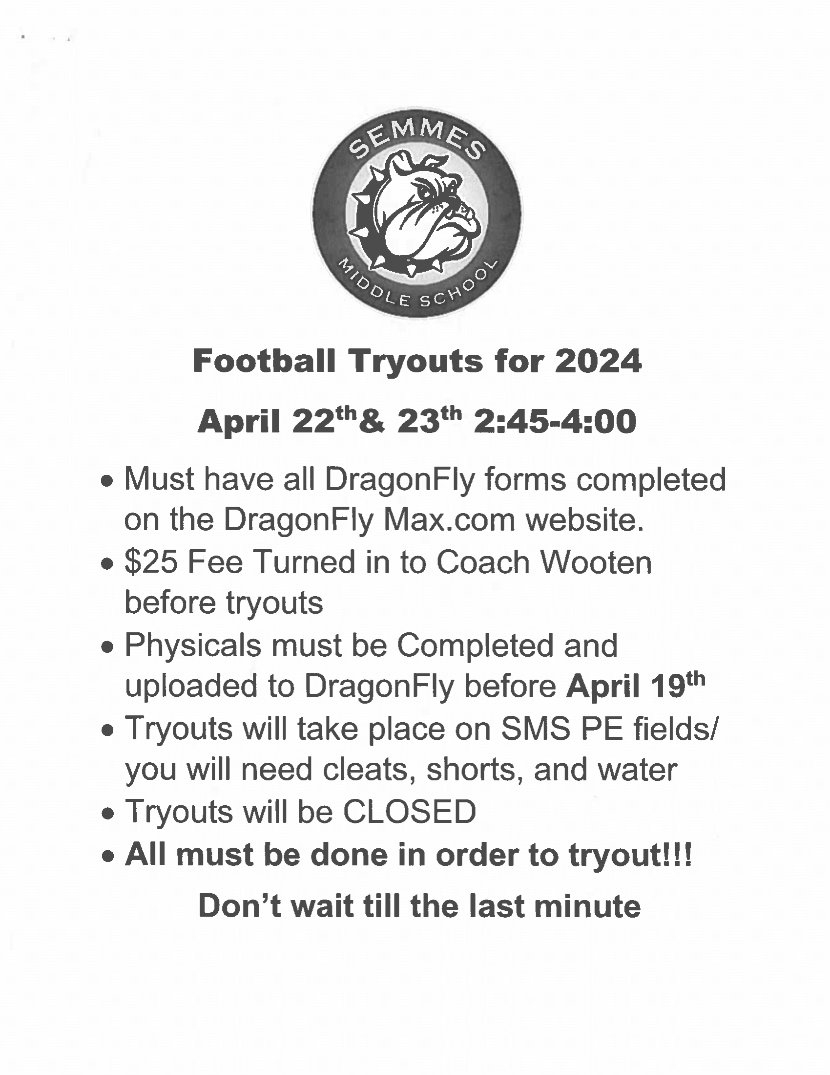 Football tryout flyer
