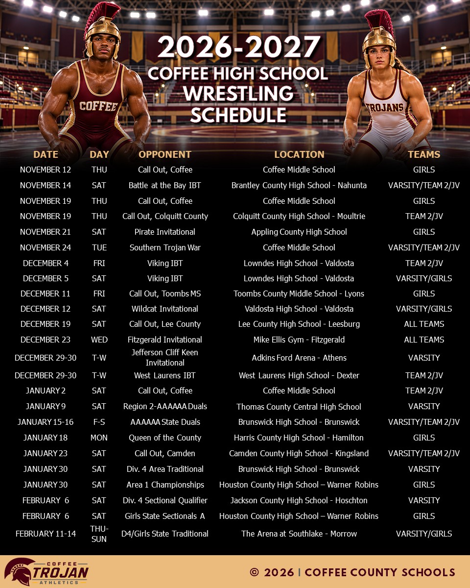 2026-2027 CHS Wrestling Schedule