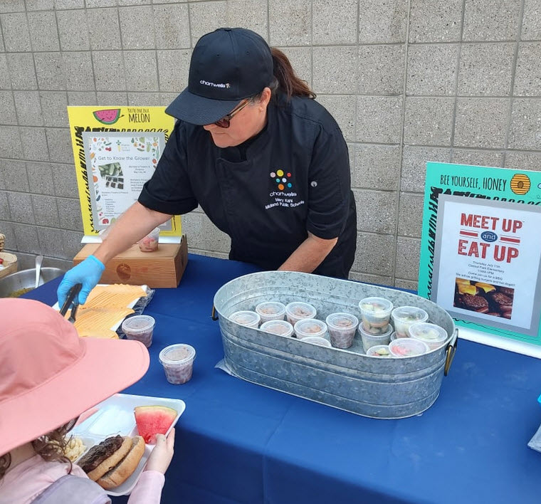 young student being served meal