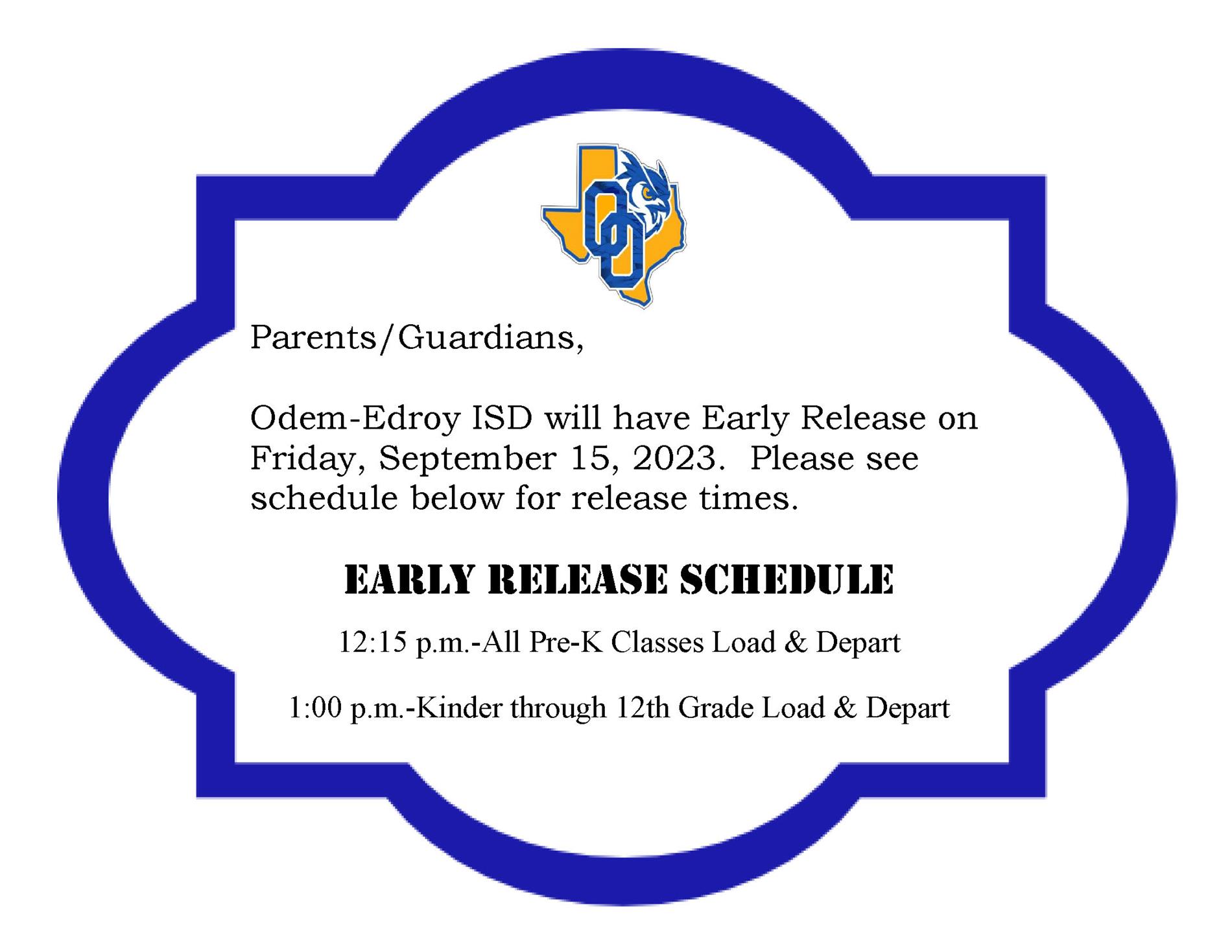 OEISD Early Release Day - September 15, 2023