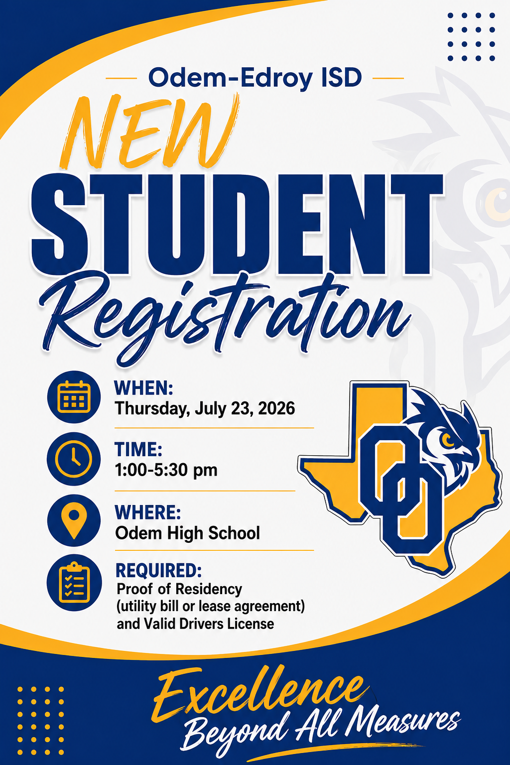 OEISD New Student Registration Flyer