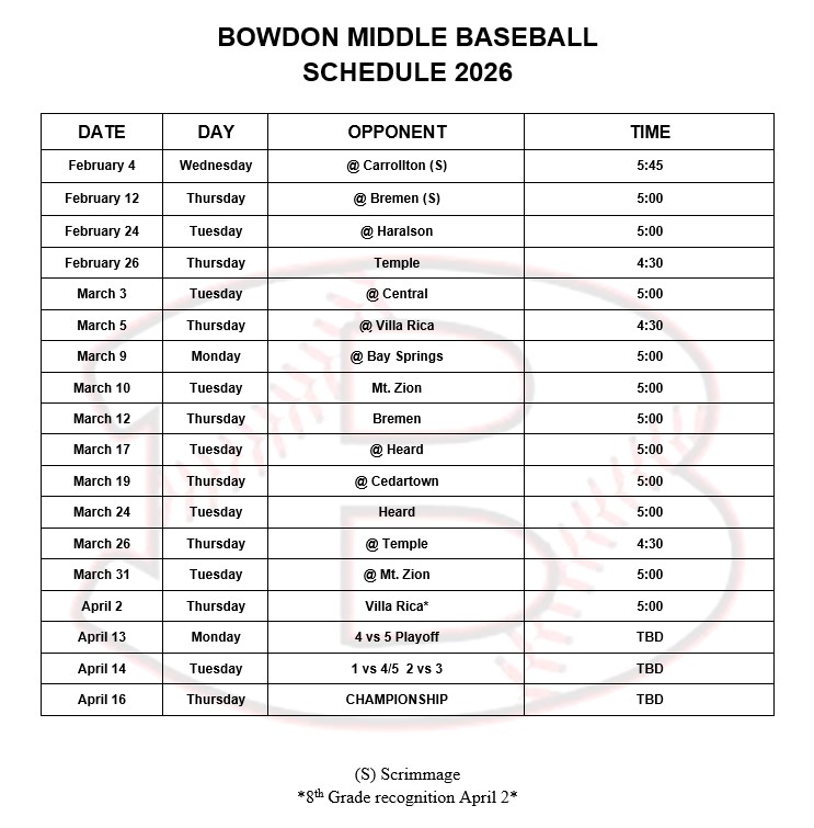 2026 Baseball Schedule