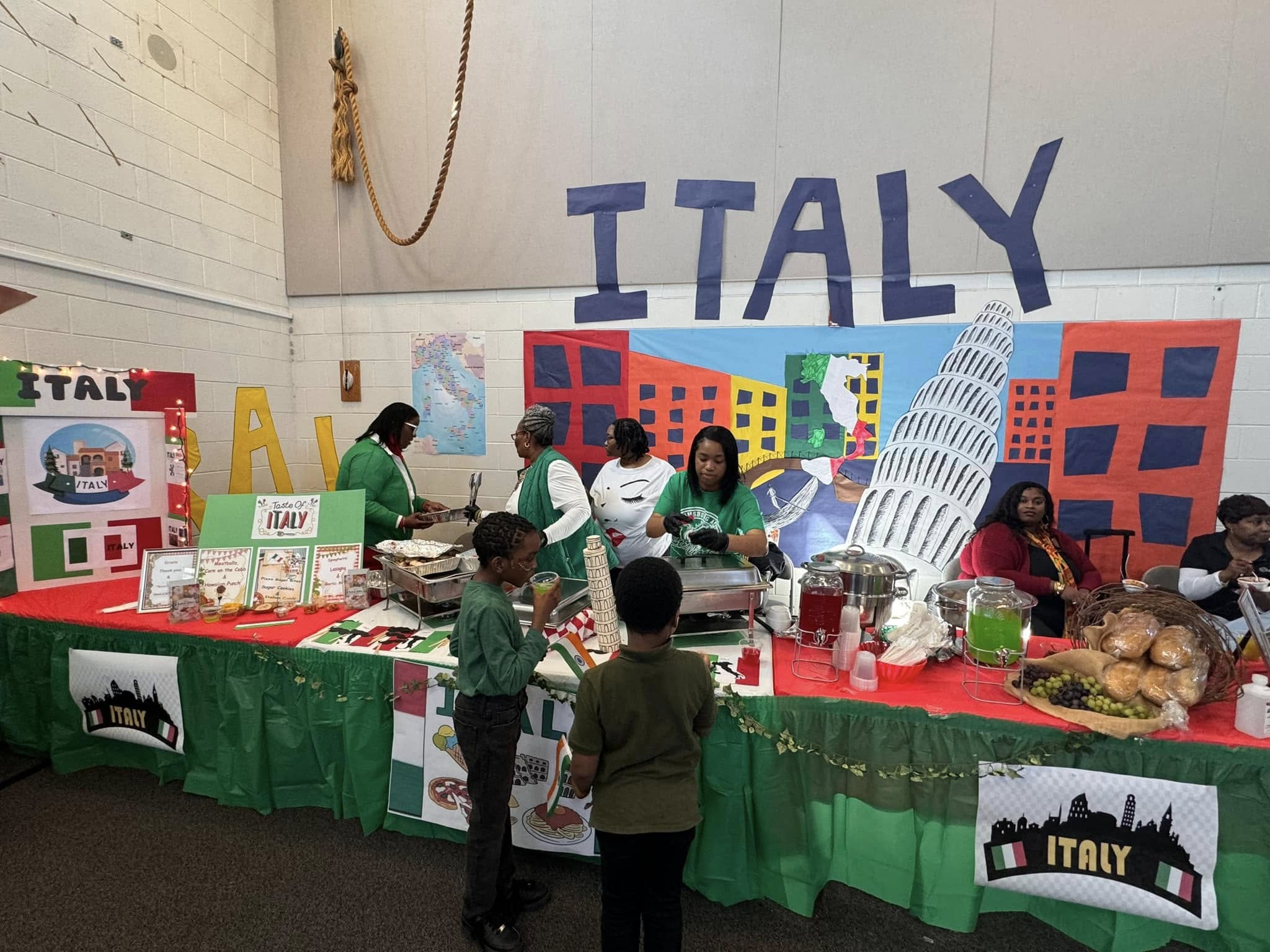 ITALY multicultural festival setup on tables in room