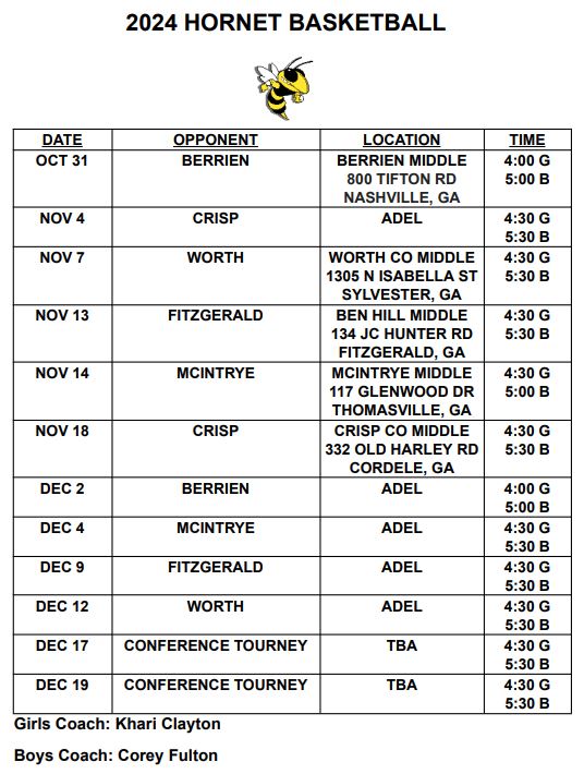 Basketball Schedule