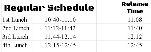 Lunch Schedules