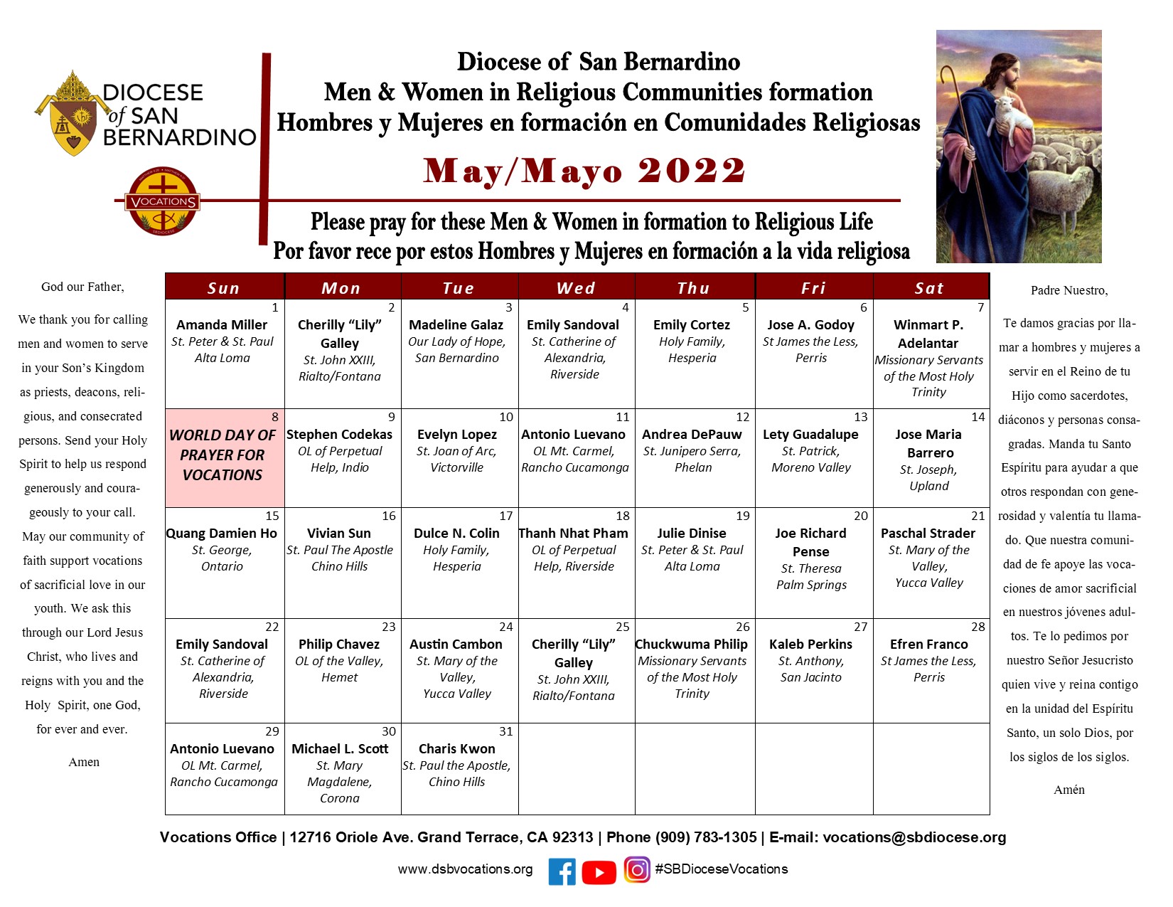 Vocations Calendar May