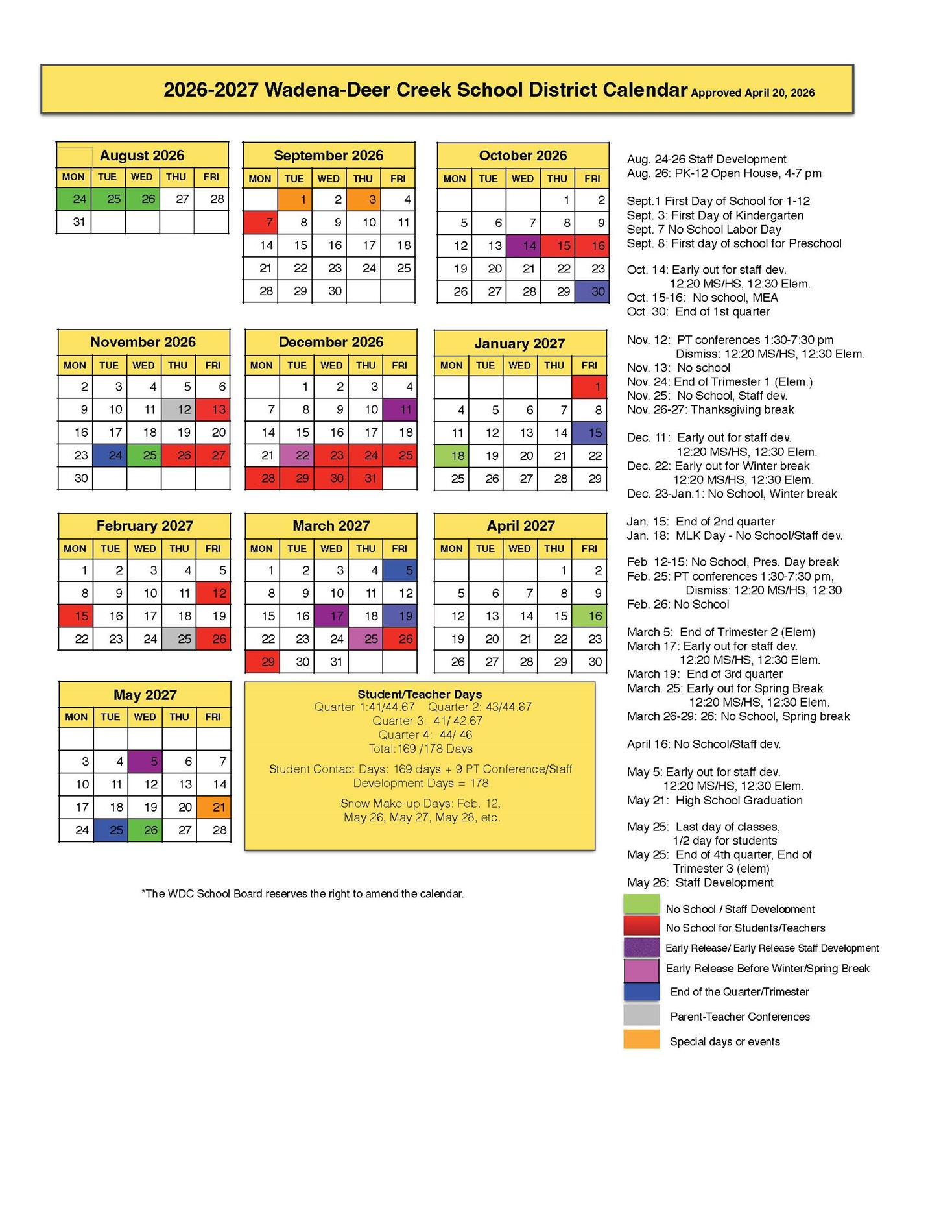 School calendar