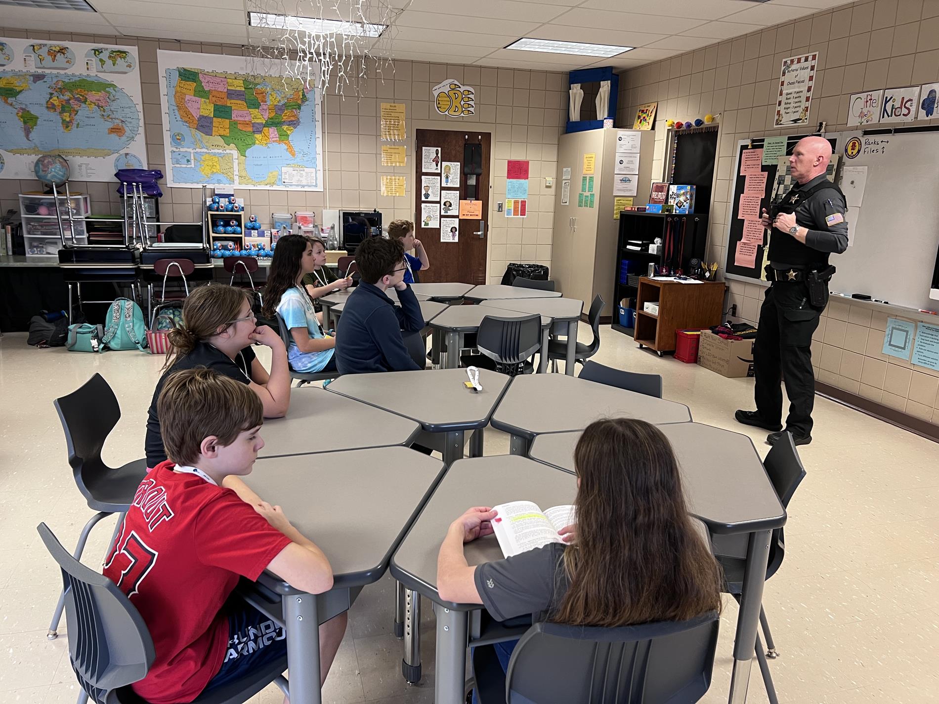 Officer Bradley spoke to the students about crime scene investigation.