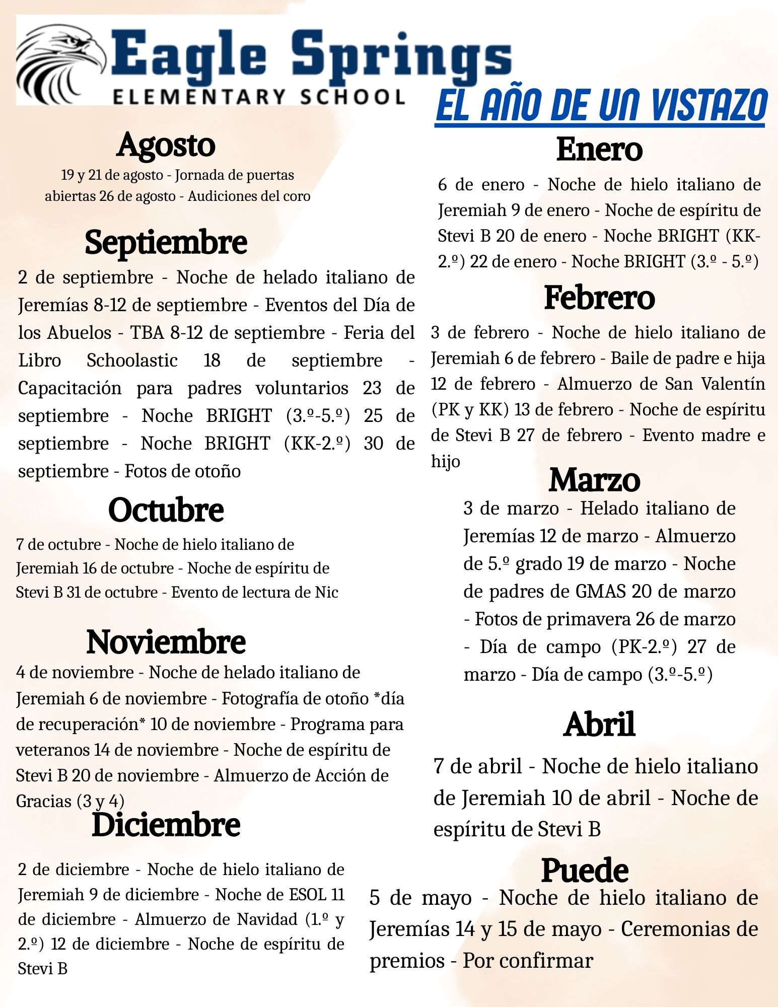 Year at a Glance - Spanish Year at a Glance - Spanish
