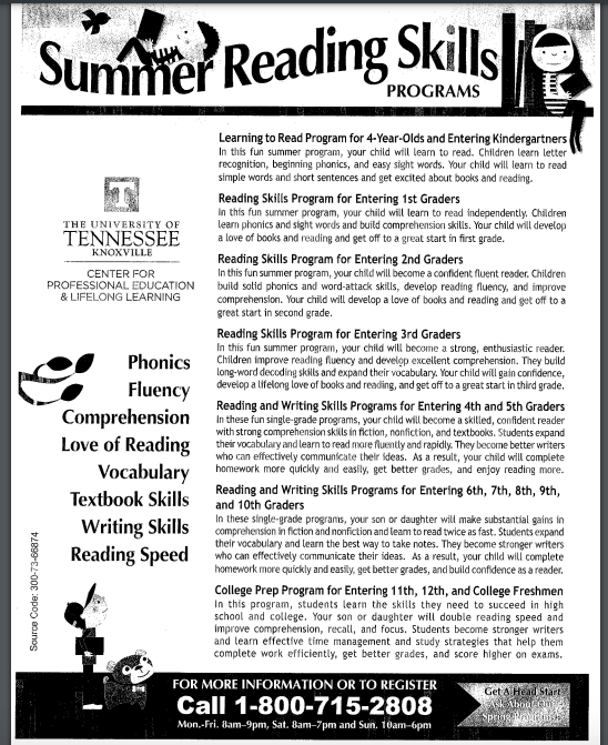 Summer Reading Skills Programs 