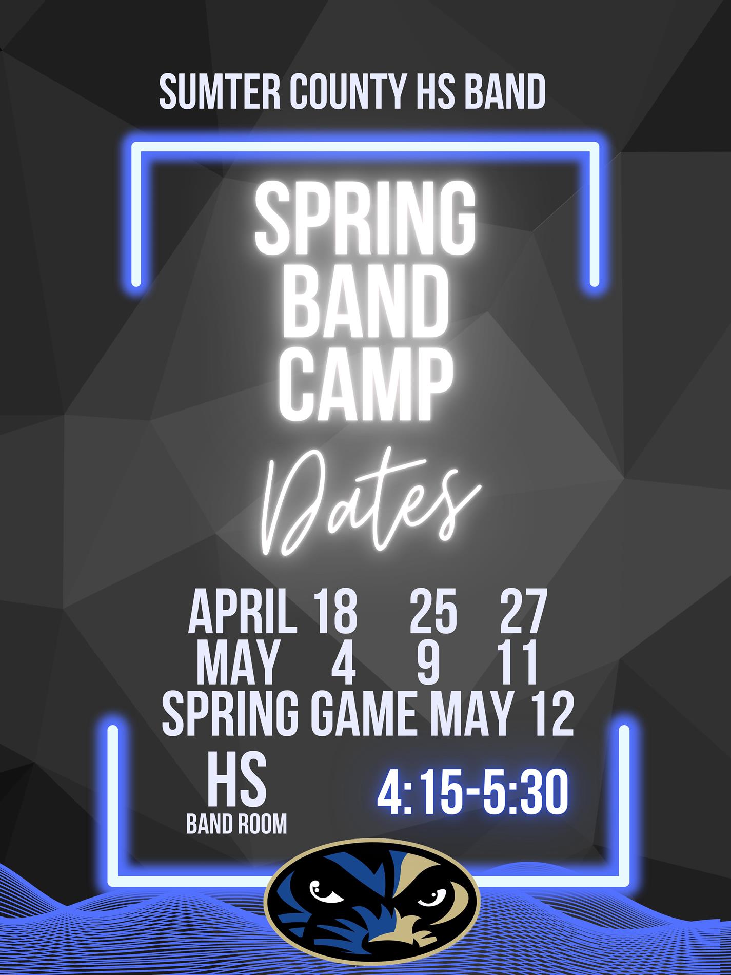 Spring Band Camp dates (flyer)