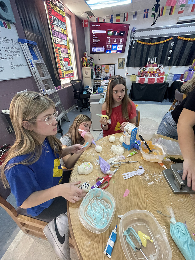 Students working on their altar