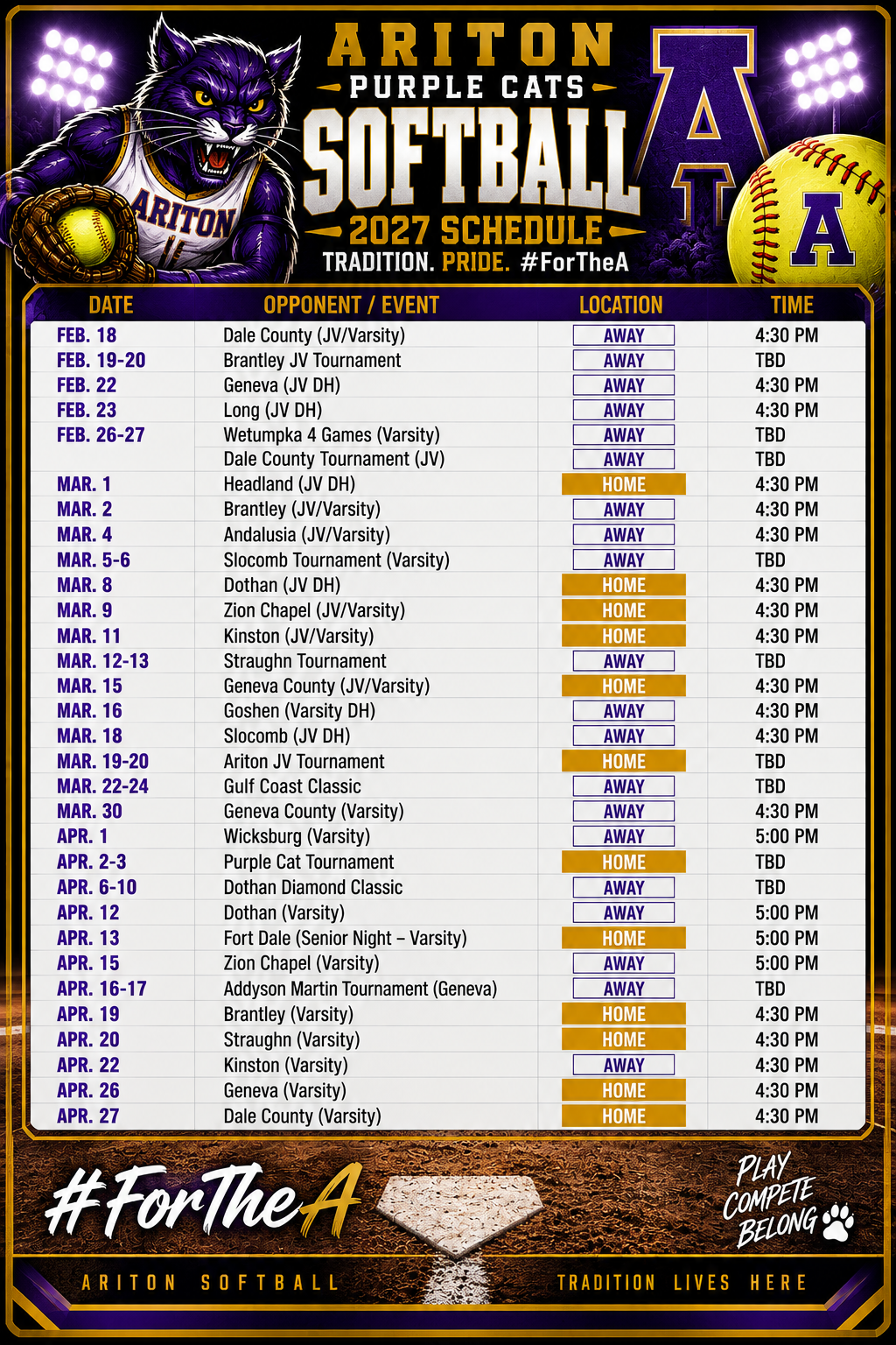 softball 2026 schedule