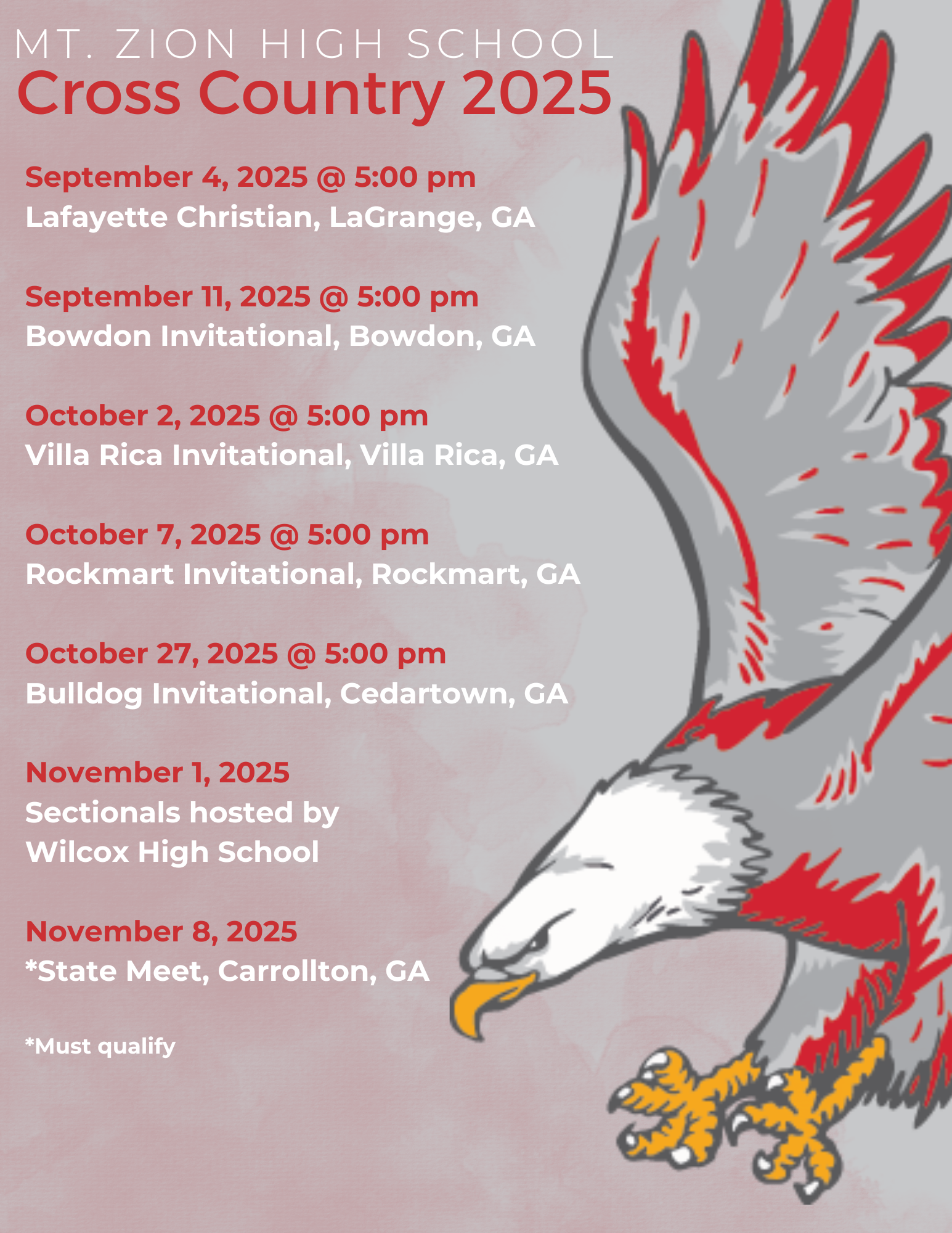 Cross country schedule Cross country schedule