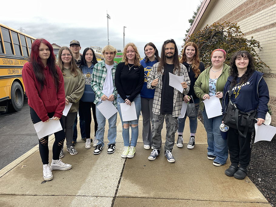 Students at the college fair