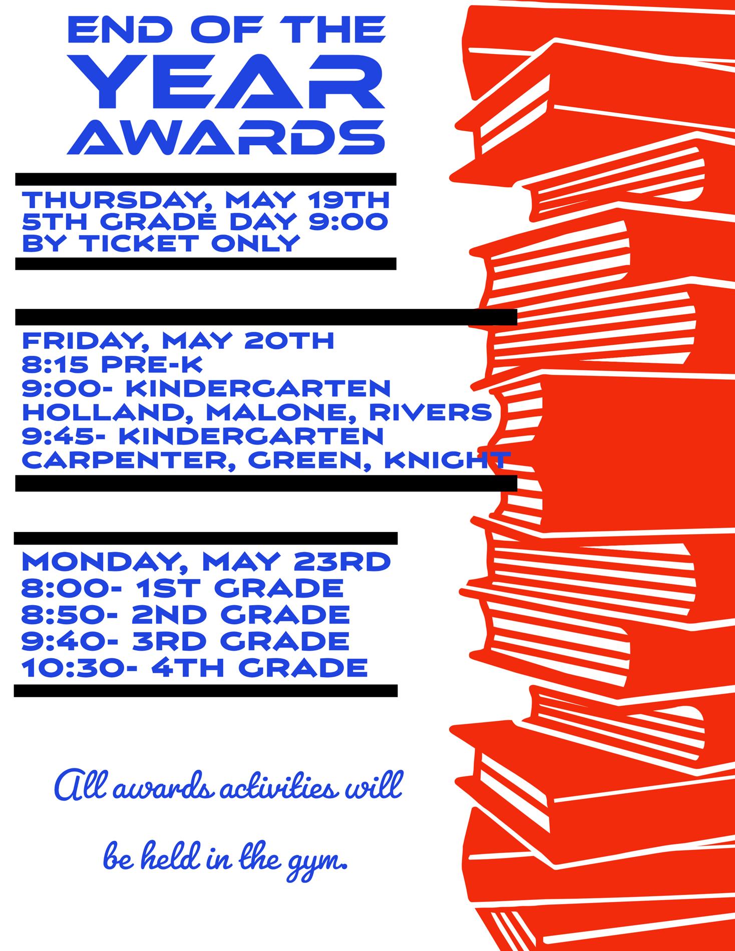 End of the Year awards dates and times 