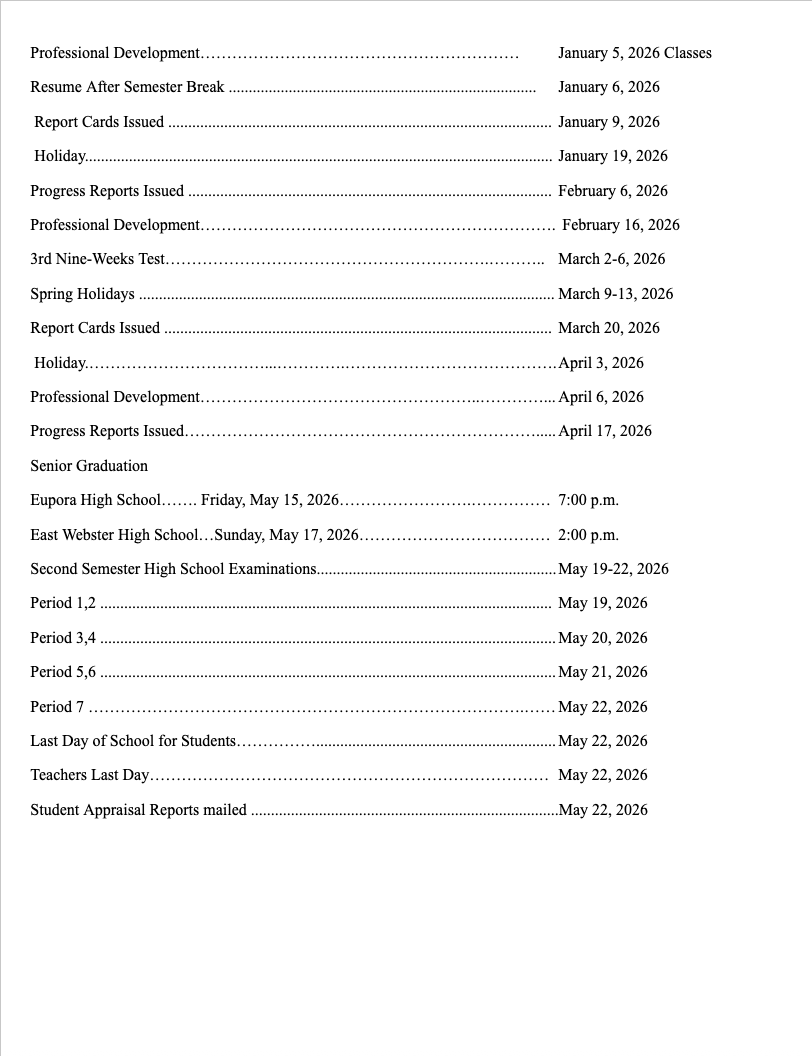 School Calendar 2 