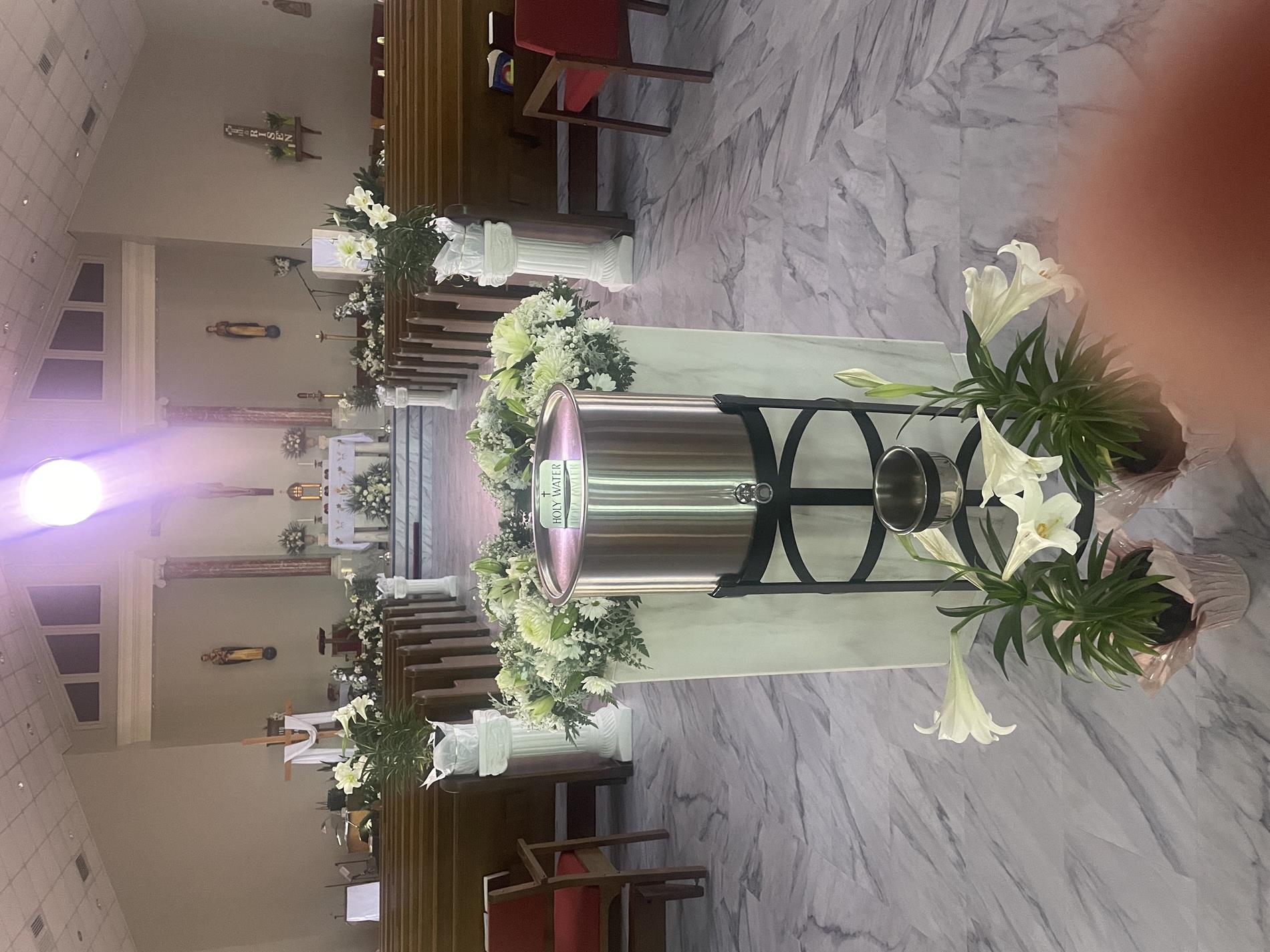 Holy Water and Baptismal font beautifully decorated