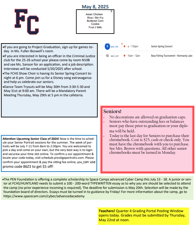 Announcement Sheet