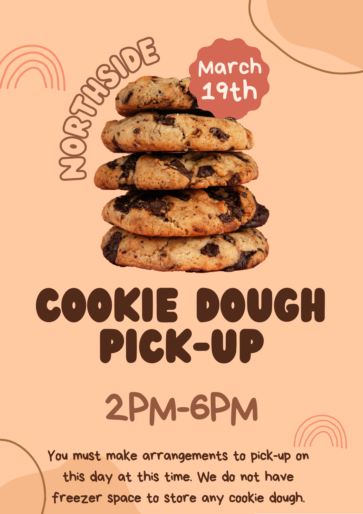 NES cookie dough pickup March 19th 2-4 pm