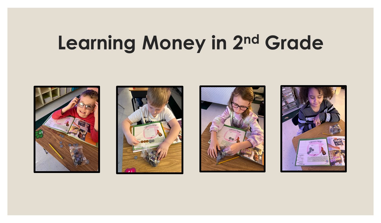 Pictures of students working with money