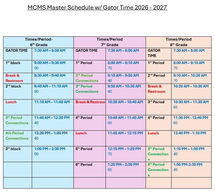 Gator Time Schedule
