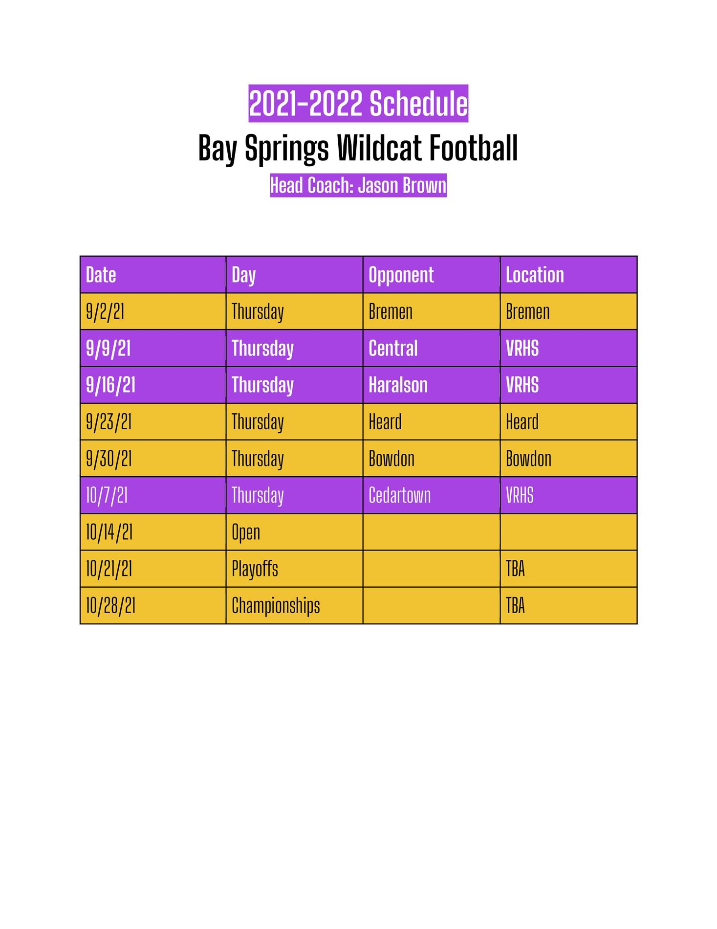Football Schedule Football Schedule